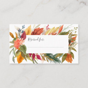 Thanksgiving Dinner Watercolor Autumn Foliage Place Card