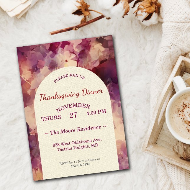 Thanksgiving Dinner Watercolor Florals Custom Invitation (Creator Uploaded)