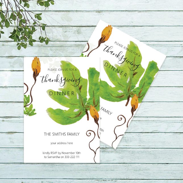 Thanksgiving Dinner Watercolor Pumpkin  Invitation (Creator Uploaded)