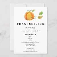 Thanksgiving Dinner Watercolor Pumpkin- White