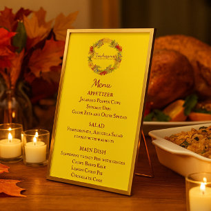 Thanksgiving Dinner Yellow Menu