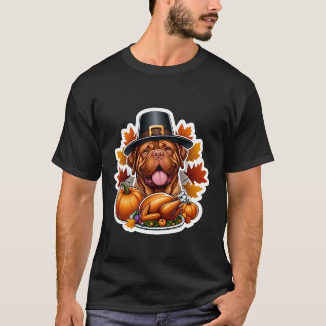 Thanksgiving Dogue de Bordeaux Dog Owner Mom Dad L T-Shirt (Front)
