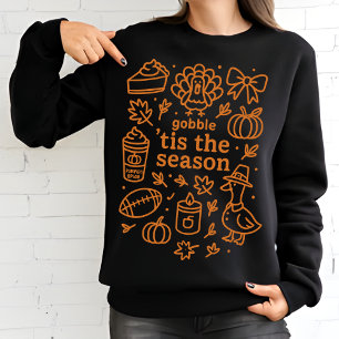 Thanksgiving Doodle Collage   Burnt Orange Fall Sweatshirt