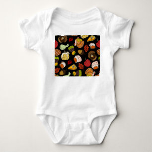 Thanksgiving doodles, festive, hand-drawn set. baby bodysuit