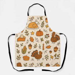 Thanksgiving Doodles Seamless Pattern Apron