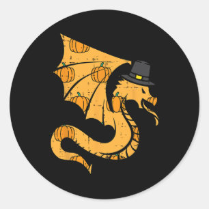 Thanksgiving Dragon Turkey Day Fall Men Women Boys Classic Round Sticker