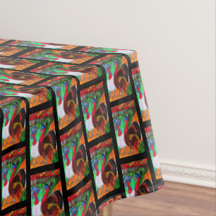 THANKSGIVING DRESSED TURKEYS table cloth