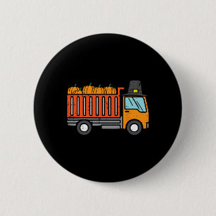 Thanksgiving Dump Truck Pumpkin Fall Autumn Toddle 6 Cm Round Badge