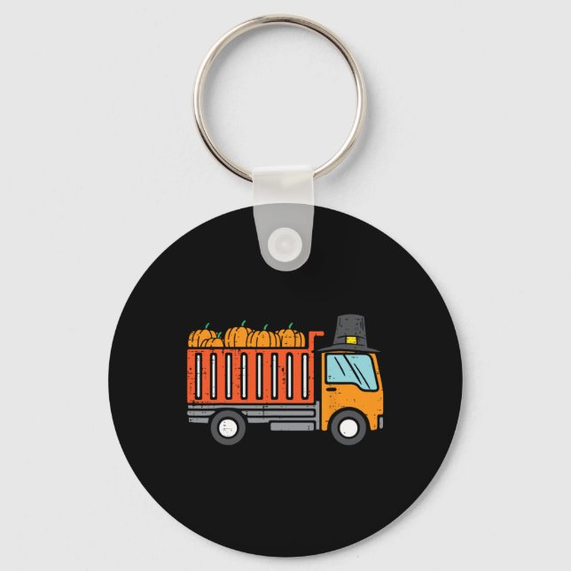 Thanksgiving Dump Truck Pumpkin Fall Autumn Toddle Key Ring (Front)