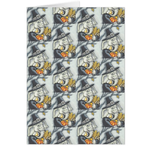 THANKSGIVING ELEPHANT, PILGRIM GREETING CARD Blank (Front)