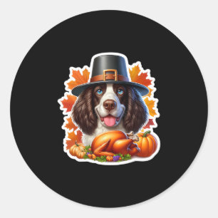 Thanksgiving English Springer Spaniel Dog Owner Lo Classic Round Sticker