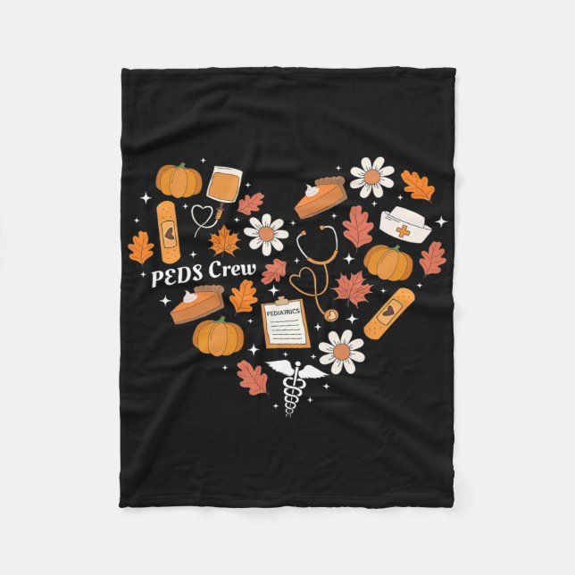 Thanksgiving F-gobble-f Funny Turkey Pumpkin Leave Fleece Blanket (Front)