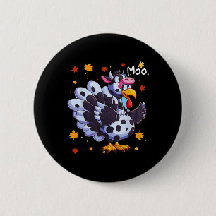 Thanksgiving Fake Turkey Moo Cow Head Funny Fall  6 Cm Round Badge