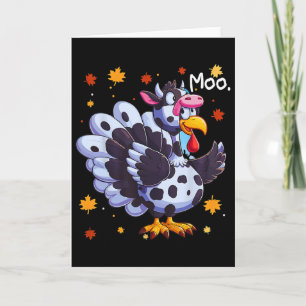 Thanksgiving Fake Turkey Moo Cow Head Funny Fall Card