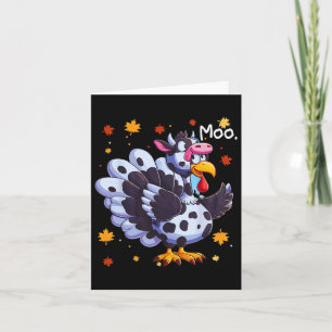 Thanksgiving Fake Turkey Moo Cow Head Funny Fall Card