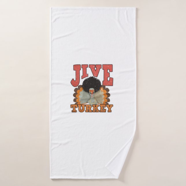 Thanksgiving & Fall Apparel, Jive Turkey - Retro 1 Bath Towel (Bath Towel)