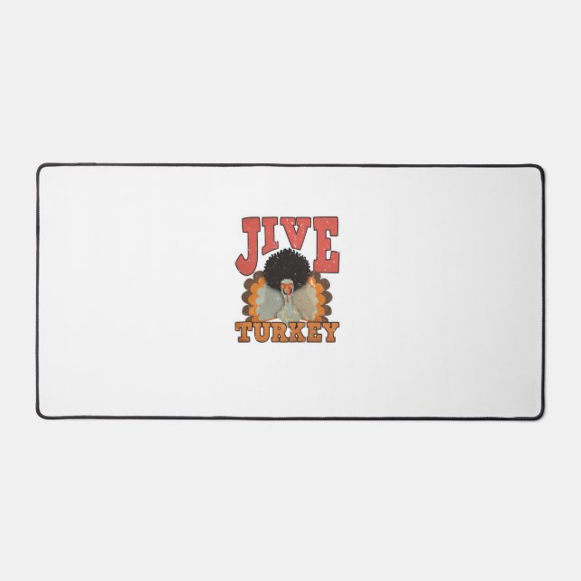 Thanksgiving & Fall Apparel, Jive Turkey - Retro 1 Desk Mat (Front)