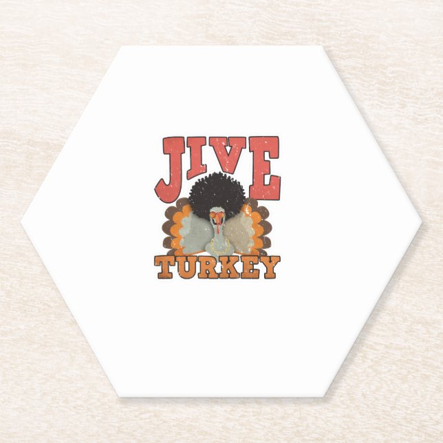 Thanksgiving & Fall Apparel, Jive Turkey - Retro 1 Paper Coaster (Front)