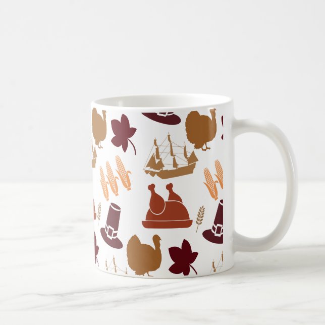 Thanksgiving Fall Autumn Harvest Pattern Coffee Mug (Right)