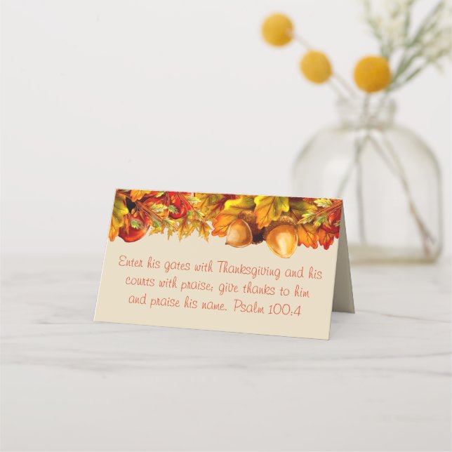 Thanksgiving Fall Autumn Leaves Acorns Place Cards (Front)