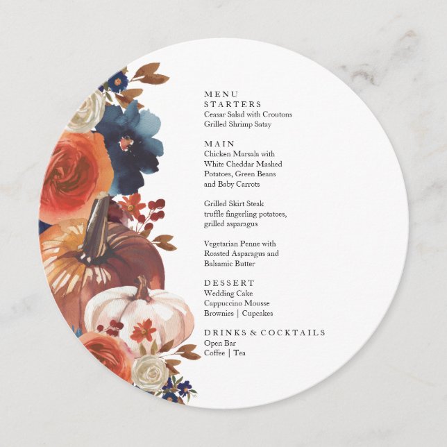 Thanksgiving Fall autumn Pumpkins Menu  (Front)