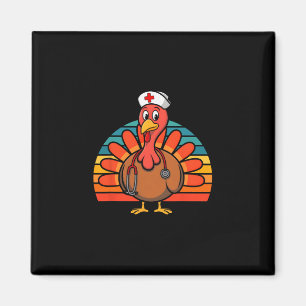 Thanksgiving Fall Autumn Scrub Tops Nursing Turkey Magnet
