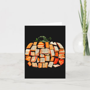 Thanksgiving Fall Books Pumpkins Vintage Library T Card