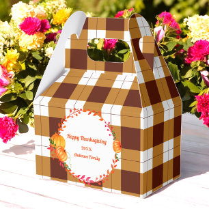 Thanksgiving Fall Brown Plaid Pumpkin  Favour Box