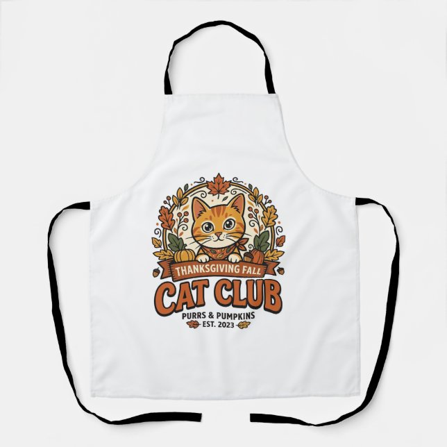 Thanksgiving Fall Cat Cat Lover Gift - Thanksgivin Apron (Front)