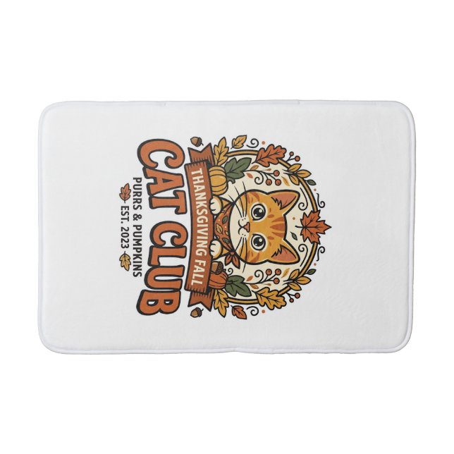 Thanksgiving Fall Cat Cat Lover Gift - Thanksgivin Bath Mat (Front)