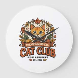 Thanksgiving Fall Cat Cat Lover Gift - Thanksgivin Large Clock