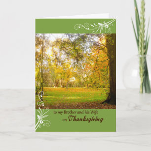Thanksgiving Fall Colours for Brother & Wife Holiday Card