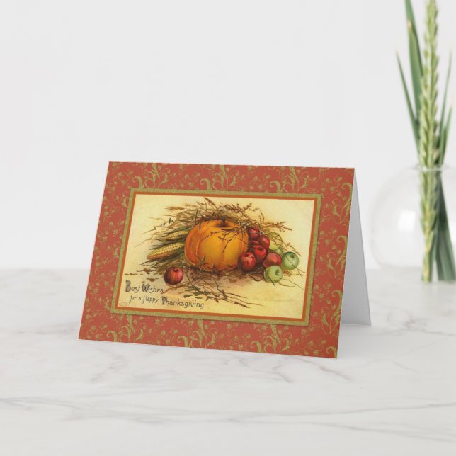 Thanksgiving Fall Elegance Holiday Card (Front)