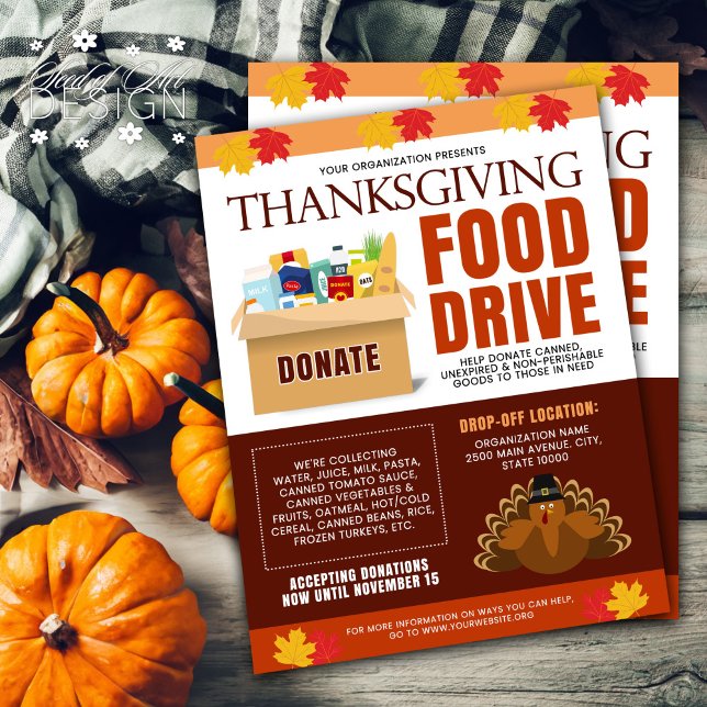 Thanksgiving Fall Food Drive Charity Fundraiser Flyer (Creator Uploaded)