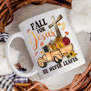 Thanksgiving Fall for Jesus Truck Cross Coffee Mug