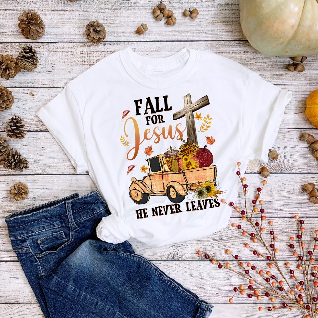Thanksgiving Fall for Jesus Truck Cross T-Shirt (Creator Uploaded)