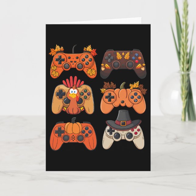 Thanksgiving Fall Gaming Controllers Turkey Funny  Card (Front)