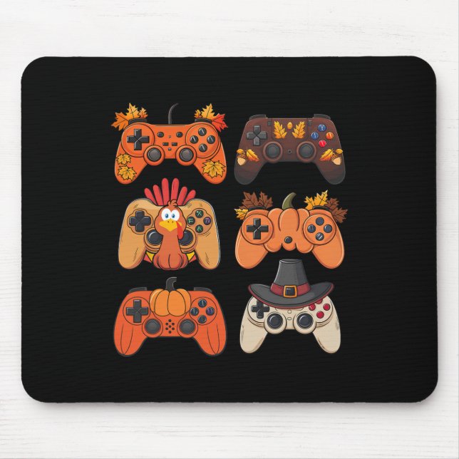Thanksgiving Fall Gaming Controllers Turkey Funny  Mouse Pad (Front)