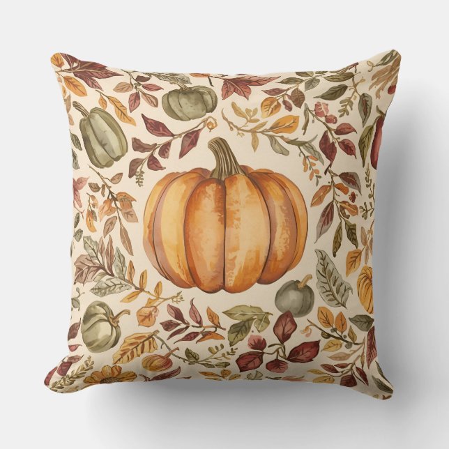 Thanksgiving, Fall Harvest Pumpkins Design Cushion (Front)