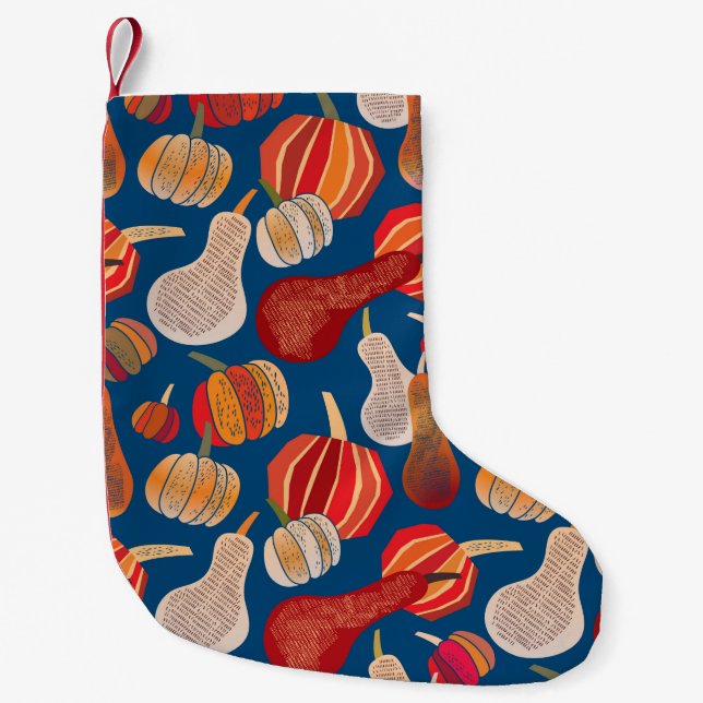 Thanksgiving. Fall. illustration with pumpkin.  Small Christmas Stocking (Front)