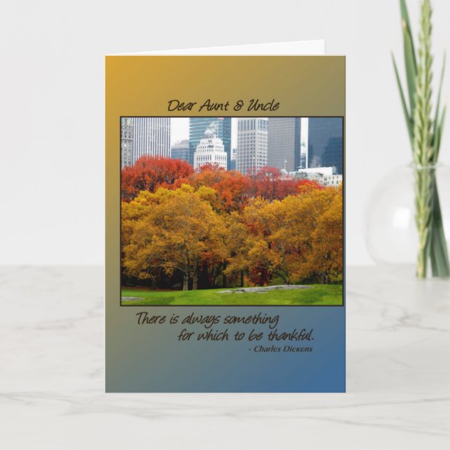 Thanksgiving Fall in Central Park for Aunt Uncle Holiday Card (Front)
