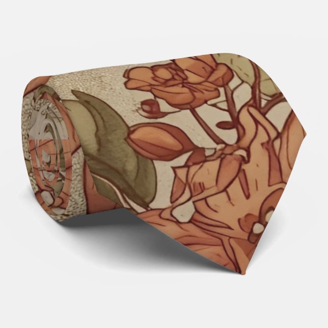 Thanksgiving, Fall Leaves and Pumpkins Pattern Nec Tie (Rolled)