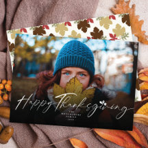 Thanksgiving Fall Leaves Handwriting Script Photo
