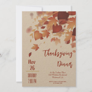 Thanksgiving Fall Leaves Love Dinner Invitation