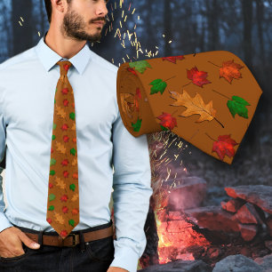 Thanksgiving Fall Leaves Pattern Tie