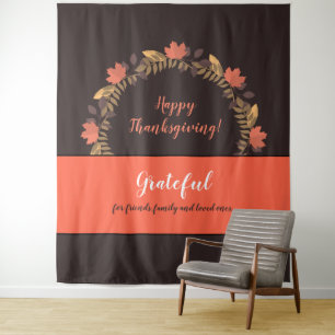 Thanksgiving Fall Leaves Photo Backdrop Tapestry