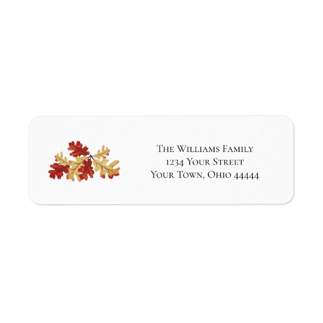 Thanksgiving Fall Leaves Red Gold Return Address (Front)