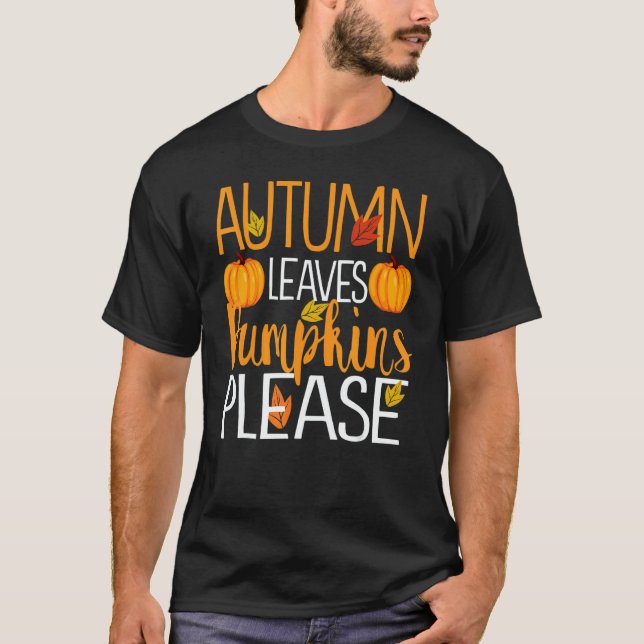 Thanksgiving Fall Mom  Autumn Leaves and Pumpkin P T-Shirt (Front)
