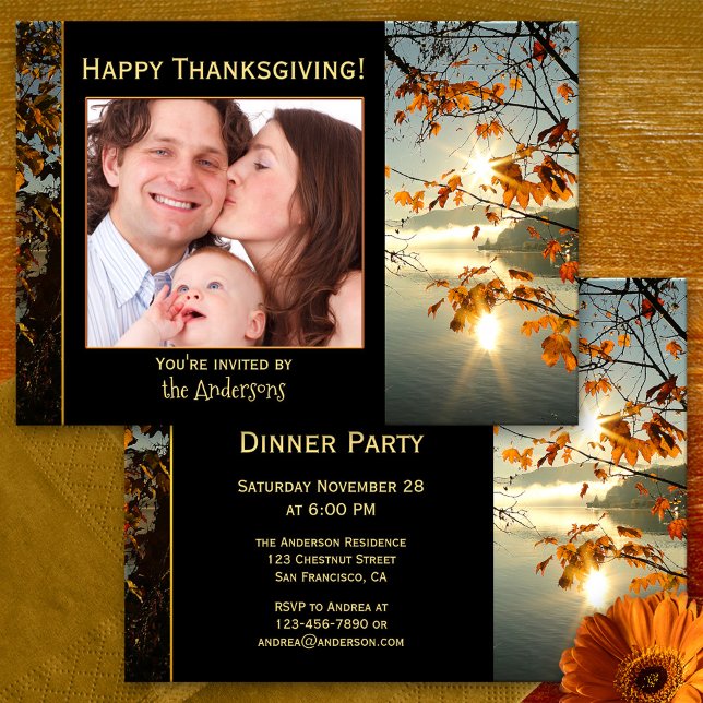 Thanksgiving Fall Photo Card Invitation (A multi purpose card/invitation for Happy Thanksgiving wishes with your own favorite photo)