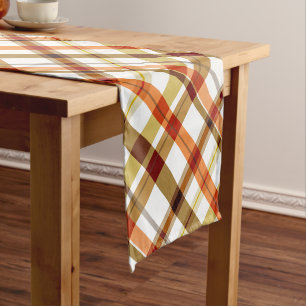 Thanksgiving Fall Plaid Short Table Runner